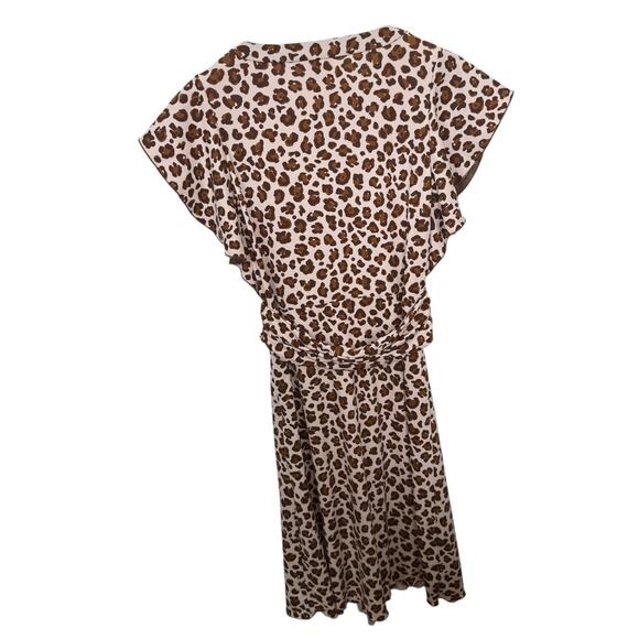 Tory Burch Gladys Ruffle Sleeve Leopard Print Cocktail Dress Keyhole Neck Small - Picture 10 of 12